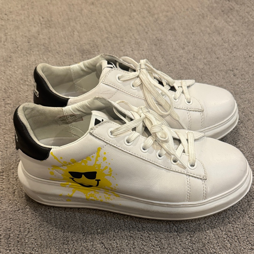 Karl Lagerfeld White and Yellow Sneakers Size 8